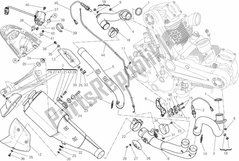 Wszystkie części do System Wydechowy Ducati Monster 1100 EVO ABS 2013